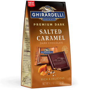 ghirardelli Premium Dark Salted Caramel Dark Chocolate SQUARES 4.1 oz Bag (Case of 6)